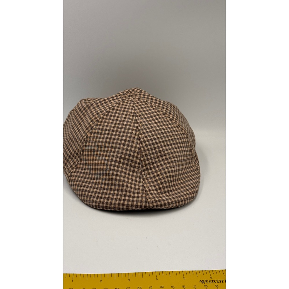 Dockers Mens Brown Gingham Check Flat Cap Ivy Scally Hat L/XL